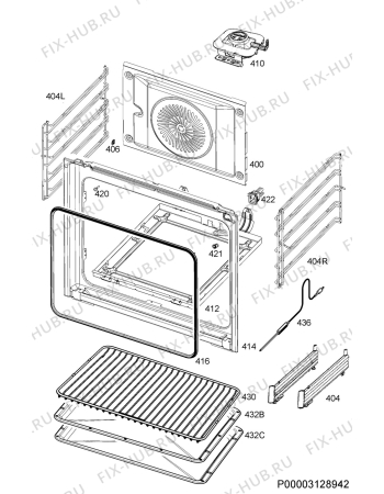 Взрыв-схема плиты (духовки) Aeg BEE264232W - Схема узла Oven